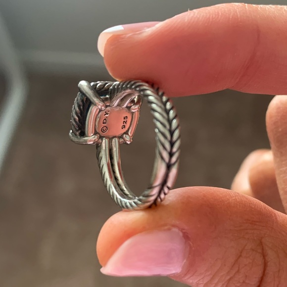 David Yurman Chataine Small Pave Bezel Ring with Diamonds size 6, blue topaz - Picture 3 of 11